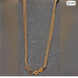 Elegant Gold Tone Necklace Vintage Park Lane Long circle multi strand 64” chain